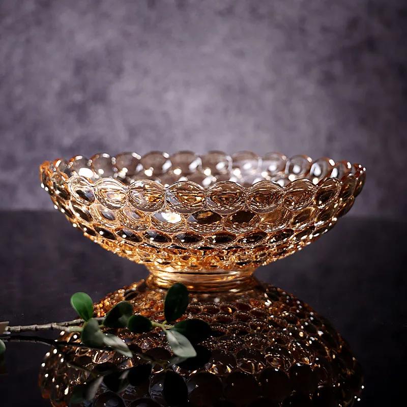 Högklassig ljus lyx europeisk stil hushållskristallglas fruktskål stor fruktskål kontor inflyttningsfest