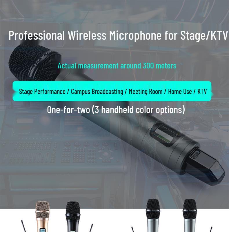 Two-Way Wireless KTV Microphone with True UHF Receiver and Infrared Frequency Matching