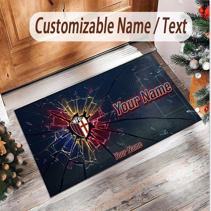 Personalized Crystal Velvet Carpet Bologna FC Pattern Non Slip Floor Rug