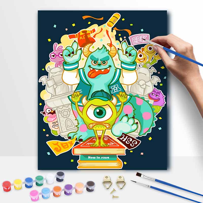 Disney Monsters University Oil Paint Digital Painting Art Kit Handmade DIY Painting Kit Home Decor 20x30cm