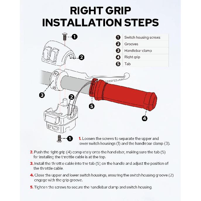 Motorcycle Hand Grips Handlebar Grips Cable Throttle Fit For Harley ’02-’17 VRSC, ’96-Later XL, ’08-’13 XR, ’96-’17 Dyna (Except
