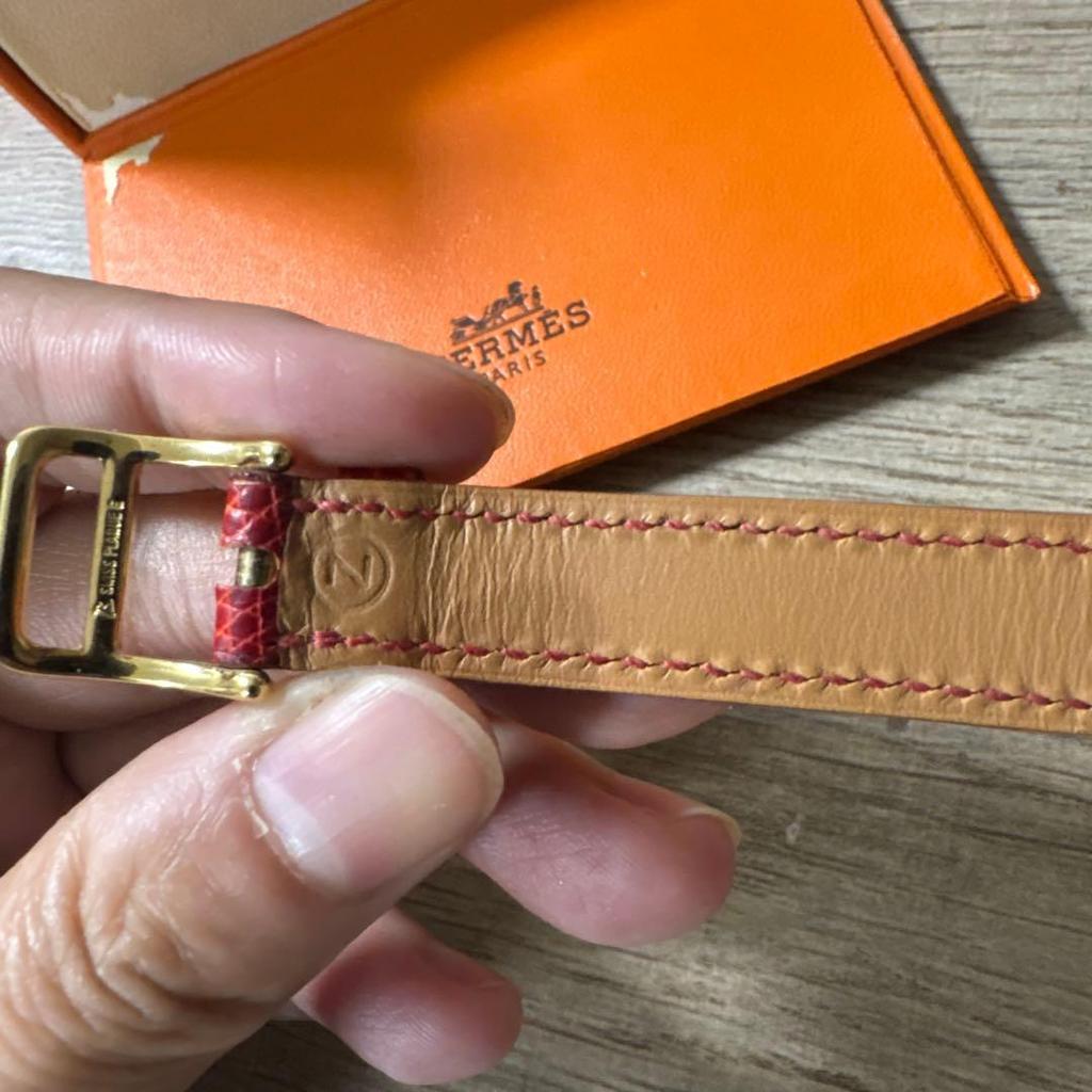 Used HERMES Kelly Watch Red Lizard Gold