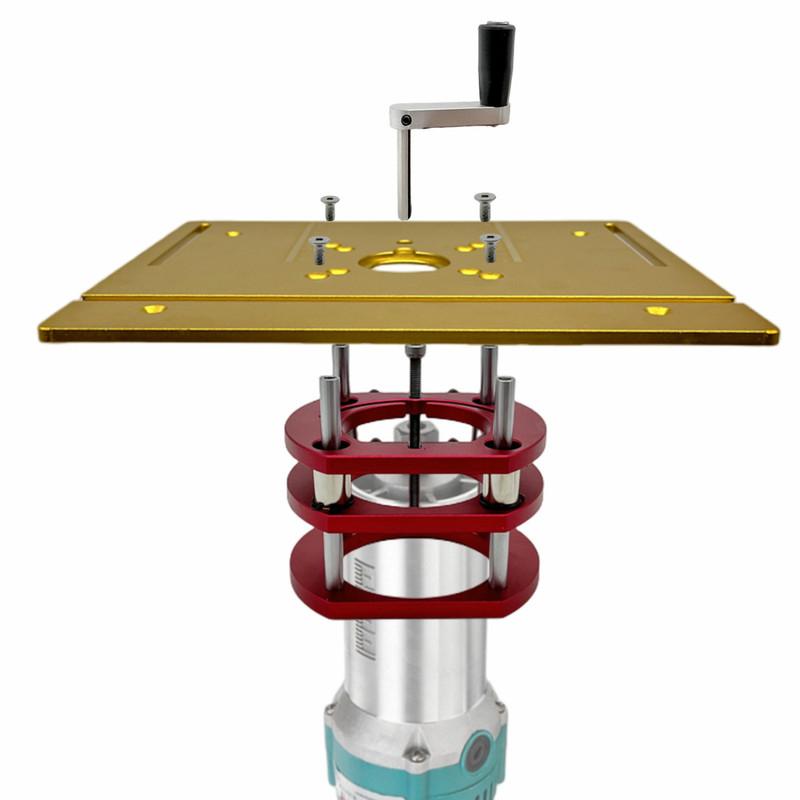 Aluminum Router Lift Kit, Router Plate for 65mm Diameter Motors, Woodworking Router Table Accessory