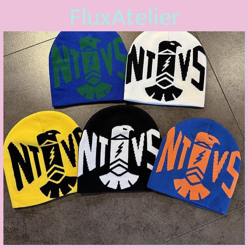 Color Blocked Fashion Letter Pattern Neutral Casual Warm Knitted Hat For Winter