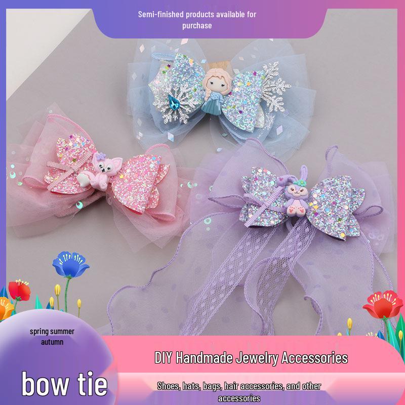 Korean Fairy Princess Bow Hair Clip with Flowing Blue Ribbon