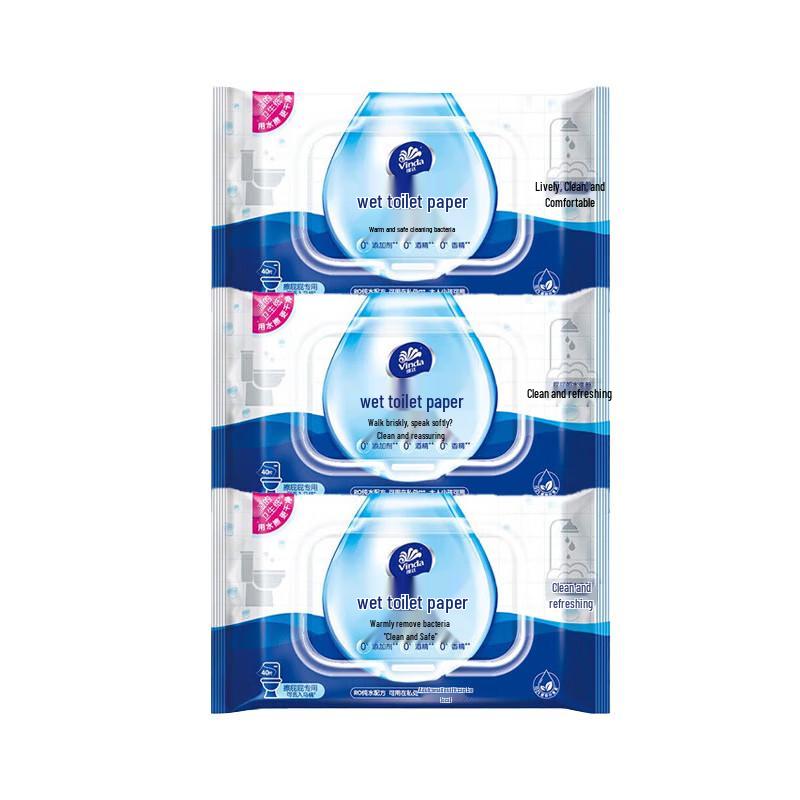 Vinda Flushable Wet Toilet Wipes, Unscented, 3-Pack