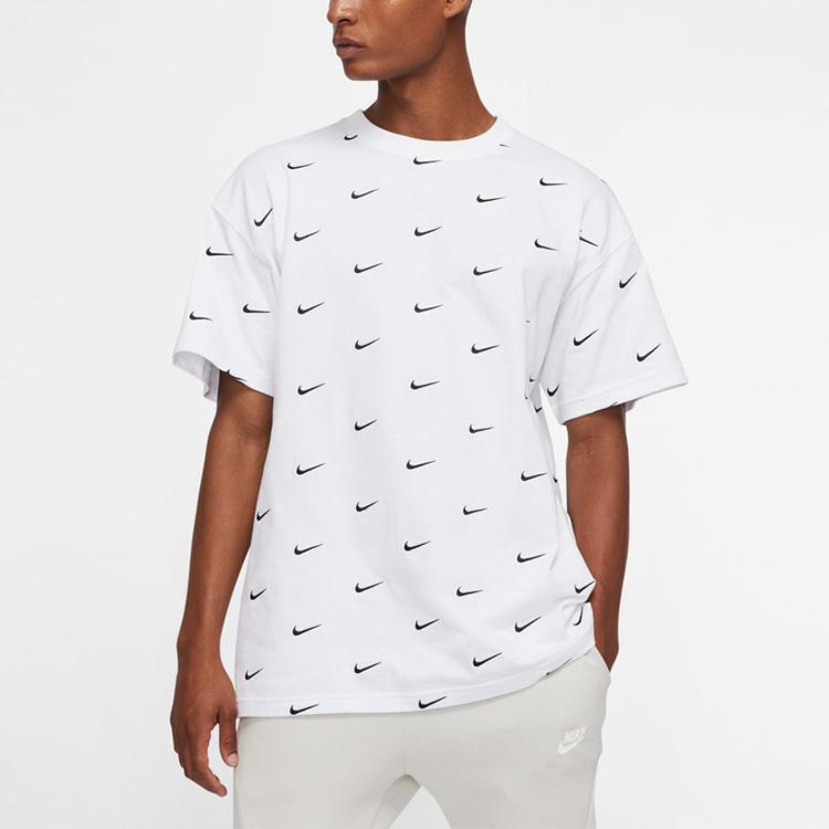 Nike All Over Swoosh Logo T-Shirt White Men Streetwear CK4094-100