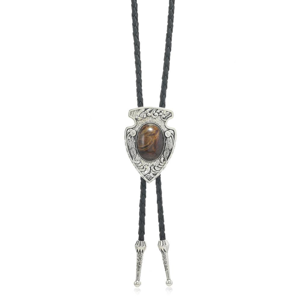 Westliche Bolo Krawatte für Männer Frauen Vintage Stein Anhänger Leder Seil Halstuch Cowboy Lässig Party Hochzeit Bühnenauftritt Kostüm Zubehör