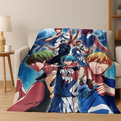 Anime Kuroko'nun Basketbolu Çizgi Film Sanatı Flanel Battaniye, Ev Yatak Odası Yatak Kanepe Piknik Örtüsü için Rahat Yumuşak Atma Battaniye Hediye Çocuklar