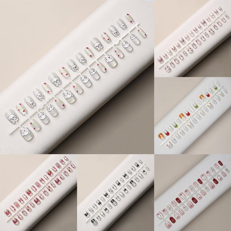 30Pcs Long False Nails  Wearable Fake Nails Full Cover Detachable Press On Nails Diy Girls Nail Tips