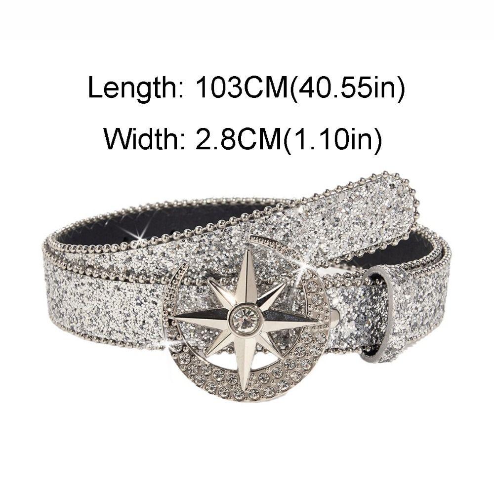 Y2K Bling Rhinestone Belt Luxury Design Waist Strap Fashion Moon Star Buckle Belt