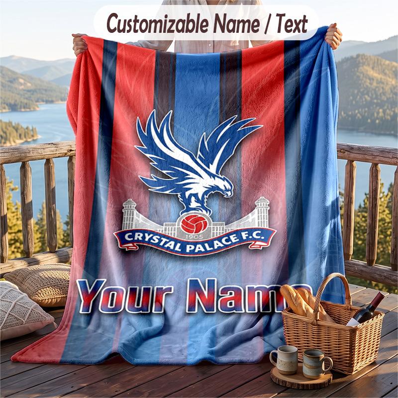 Flannel Blanket Crystal Palace Print Custom Name Text Soft Throw for Sofa Bed