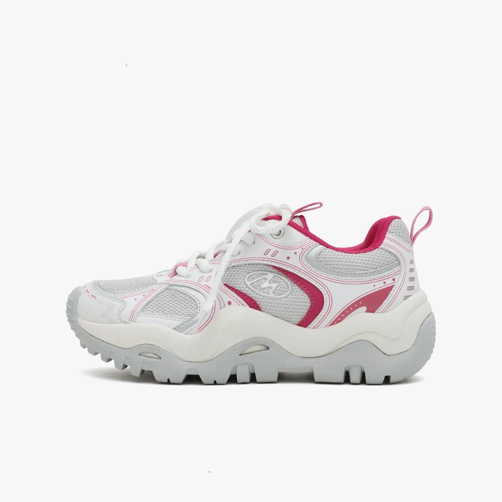 

Жіночі кросівки Meotina з круглим носком на платформі змішаних кольорів на плоскій підошві на шнурівці лаконічний дизайн Жіноче модне взуття весна осінь рожево-червоний 40 39 рожевий червоний колір