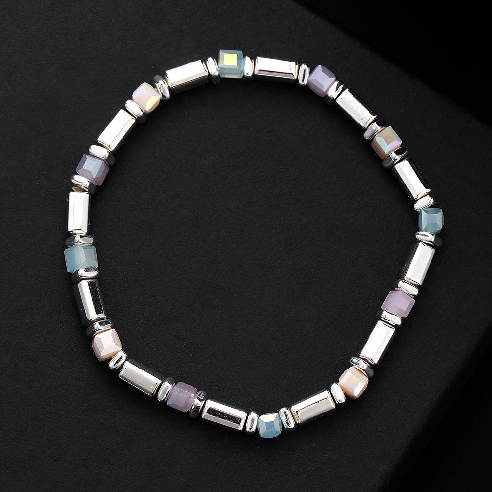 

Оригинальный новый маленький квадратный эластичный браслет из бисера, цветные смоляные граненые бусины, женские украшения Elastic Adjustable