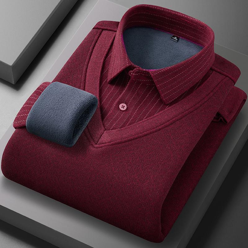 Men's Long-sleeved Shirt with Wool, Fleece, Thickened, Warm, Casual, Comfortable In Winter, Versatile and of High Quality