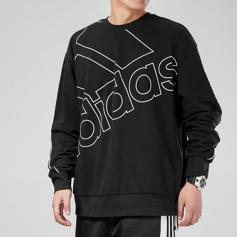 Adidas Essentials Sweatshirt With Logo Print Men Tops Black GK9374