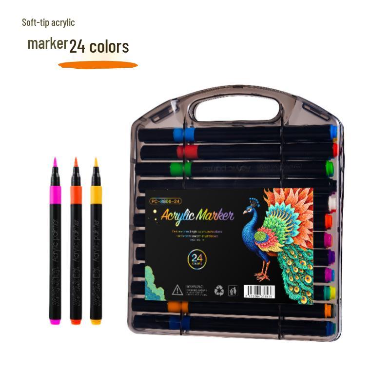Little Black Box Soft Tip Acrylic Marker for Kids - Opaque, Overlappable, Watercolor Pen for DIY Art