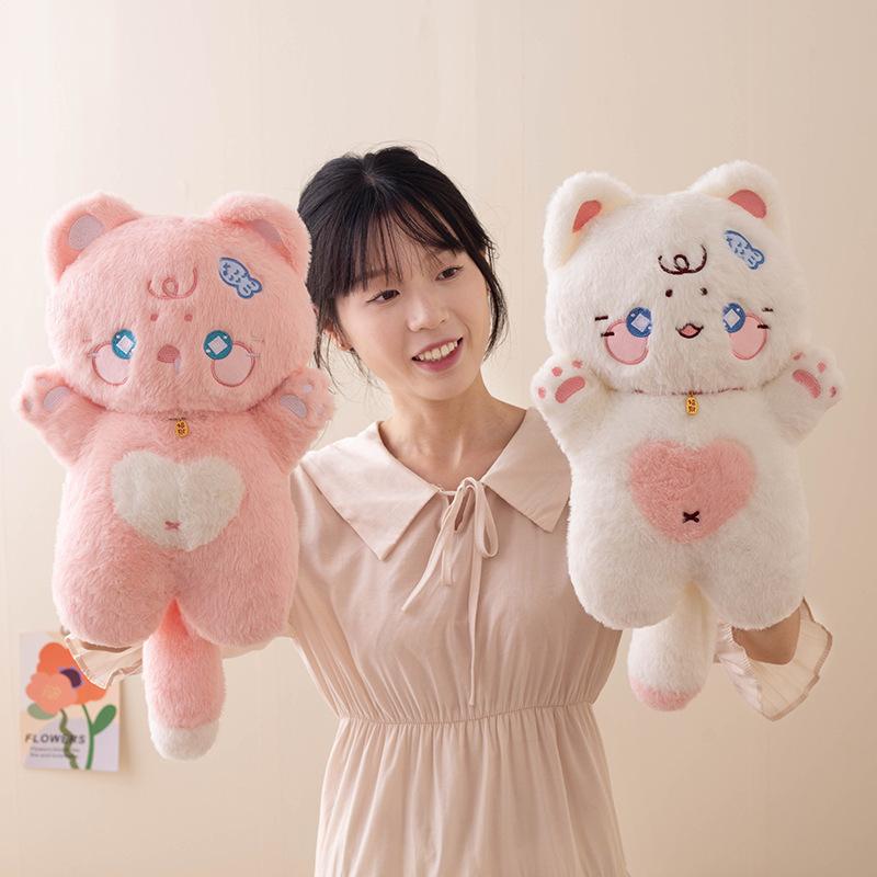 Lucky Cat Plush Toy Stuffed Animal Cat Doll Sleeping Pillow for Girls Kids Holiday Gift Cute Soft Plushie