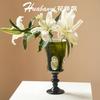 Elegant Green Hollow Glazed Vase for Flower Arrangements - High-End Decor for Living Room, Hotel, or Restaurant