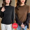 Navava Women Lace Reversible Fleece Mock Neck Long Sleeve T shirT nT3153