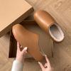 Waterproof leather bag head cotton slippers women's autumn and winter velvet warm thick bottom non-slip couple fluff drag indoor and outdoor wear