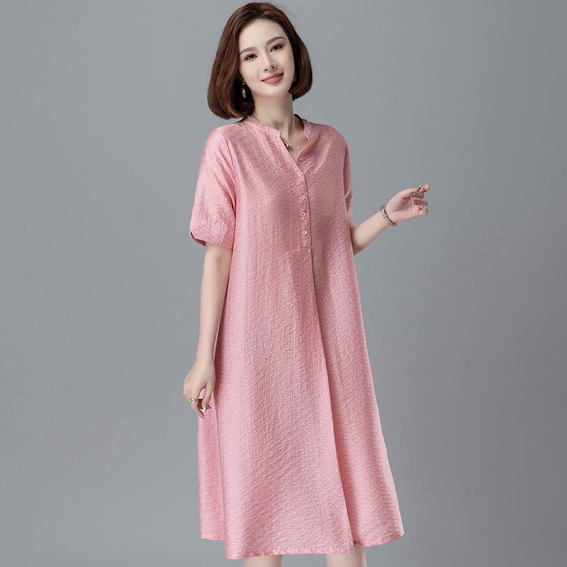 Women's 2025 Tencel A-Line Dress: Loose, Plus Size, Summer Fashion for Middle-Aged Women