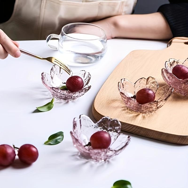 6dílná sada skleněných talířů s japonskou třešní - Elegantní a všestranná na svačiny, dezerty a stolní dekorace