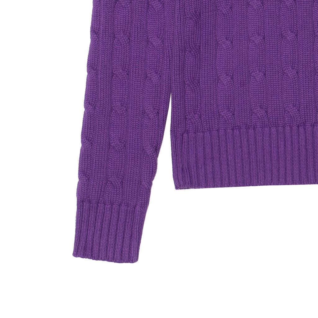 Polo Ralph Lauren Solid Color Logo Embroidered V-Neck Long Sleeve Knit Sweater Women sweater Purple 211570011-107