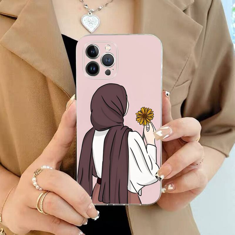 Islamic Muslim Hijabi Girls Womemen Phone Case For iPhone 11 12 13 14 Mini Pro Max XR X XS TPU Clear Case For 8 7 6 Plus SE 2020