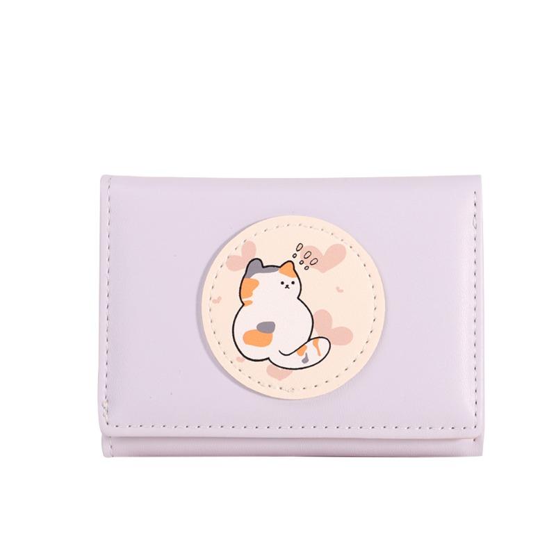 Love Pink Kitten Change Bag Pu Simple New Product Card Bag Girl Cartoon Cute Wallet