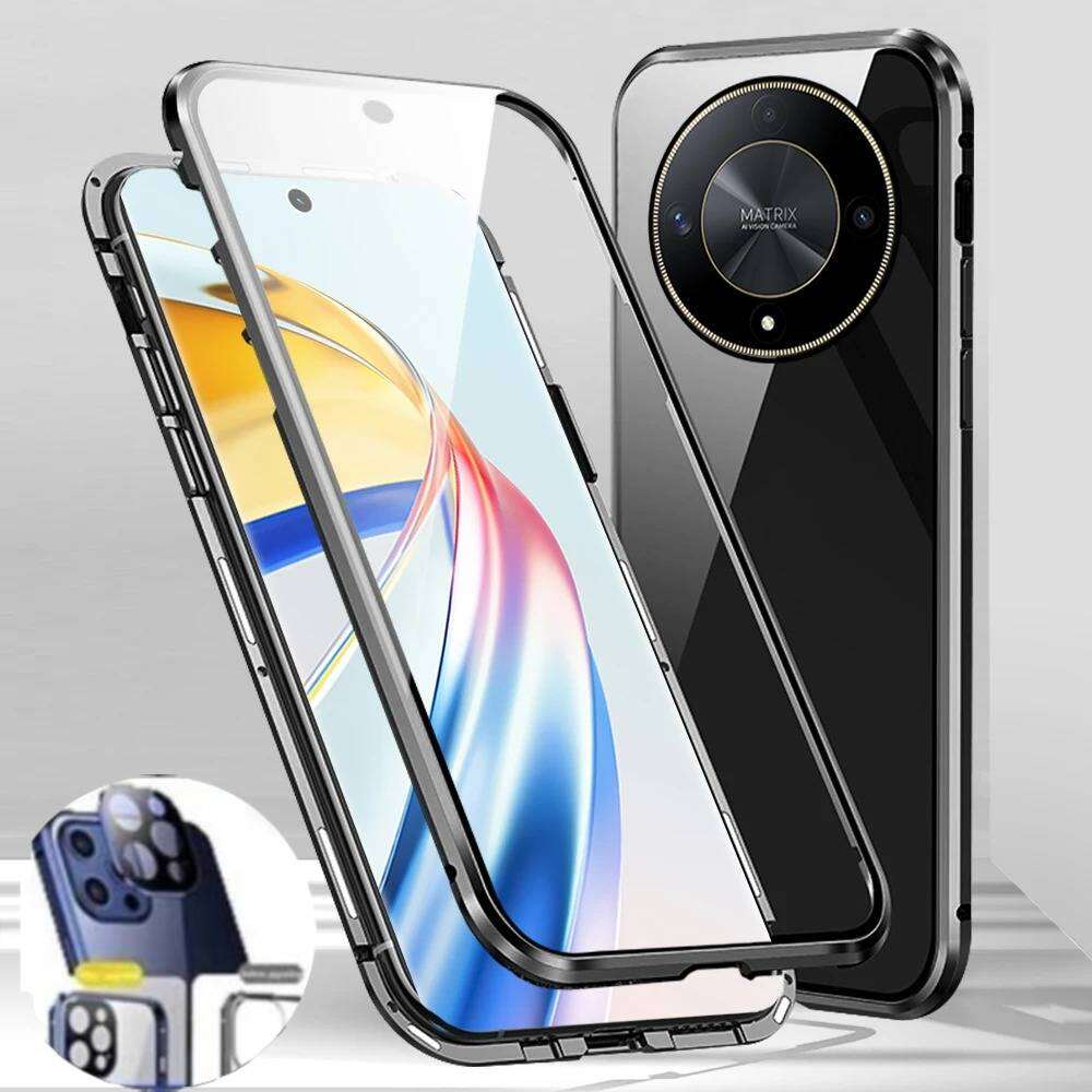 Magnetic Case for Huawei Honor X9d X9c X9b X9a 5G with Metal Frame Double Sided Tempered-Glass Full Lens Protection Cover Phone Bumpers