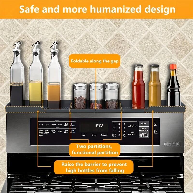 Silicone Stove Top Magnetic Shelf Kitchen Organizer Over the Stove Spice Storage Rack Magnetic Over Oven Organizer Top Shelf New