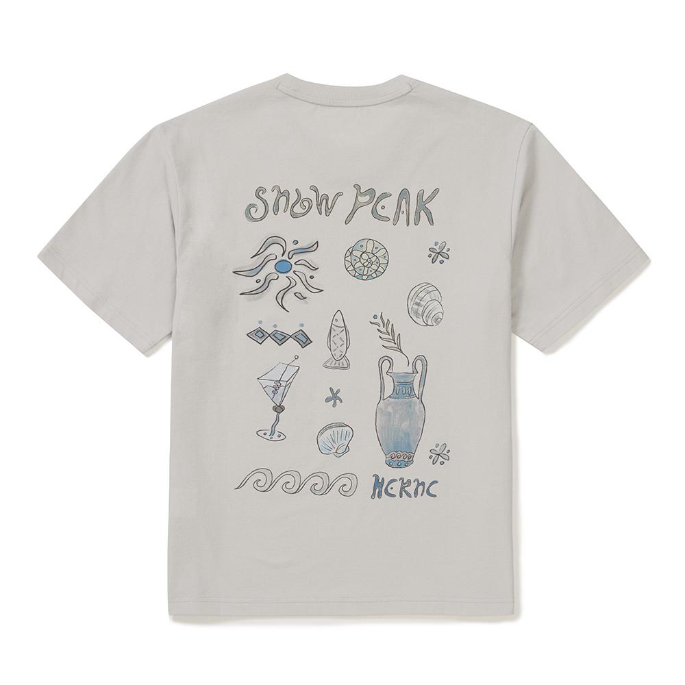 [Snowpeak] [Snow Peak X Hersi] Graphic Short Sleeve T-Shirt Ice Gray (S25MMFTS36)