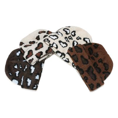 Herbst und Winter 2025 neue warme Wintermütze Kindermode vielseitige Ohrenschützer Überziehmütze Leopardenmuster Strickmütze Kältemütze