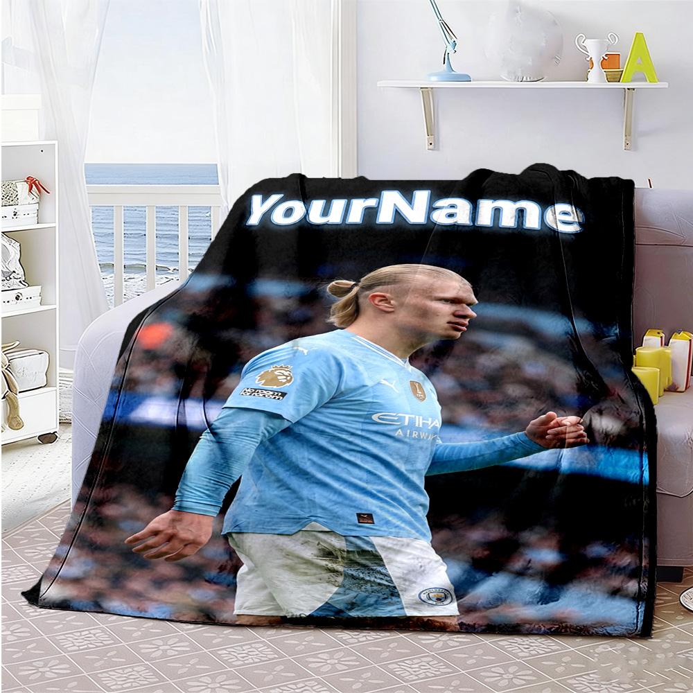 Haaland 3 Customize Your Name Blanket Lightweight Customizable Blanket Ultra-Soft Versatile for Nap Living Room Couch Home Decor