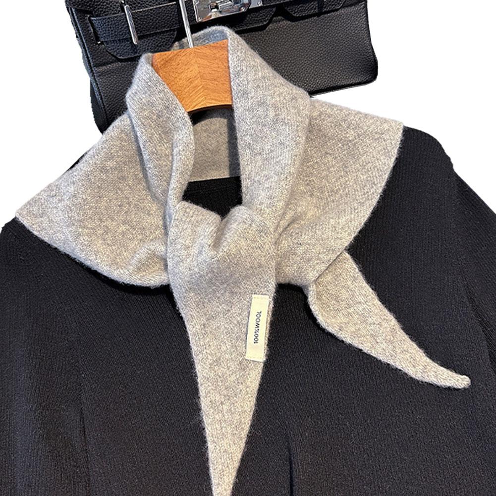 Зимний корейский вязаный треугольный шарф Шерстяной теплый шаль-шарф Женская защита шеи Маленький шарф Кашемировый шарф