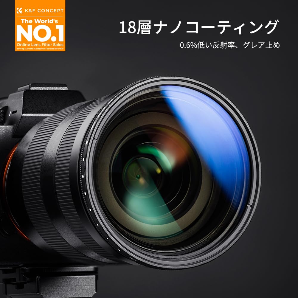 CONCEPT 37mm Variable ND Filters Made In Japan with AGC Optical and Thin Lens Filter for Video and Landscape Photography K&F ND2-ND400, Glass,