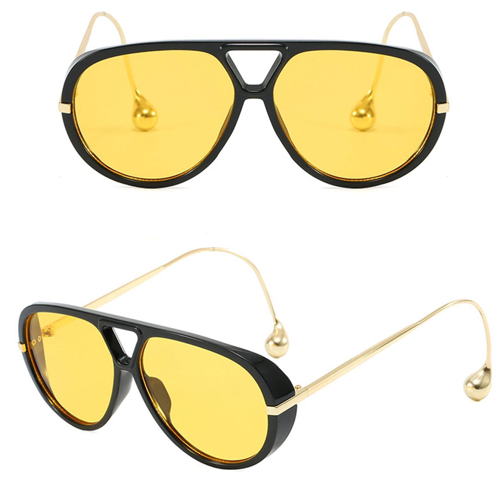 

Vintage Oversized Sunglasses Women With Earring, 70s Retro Shield Big Frame Luxury Trendy Sun Glasses One Size