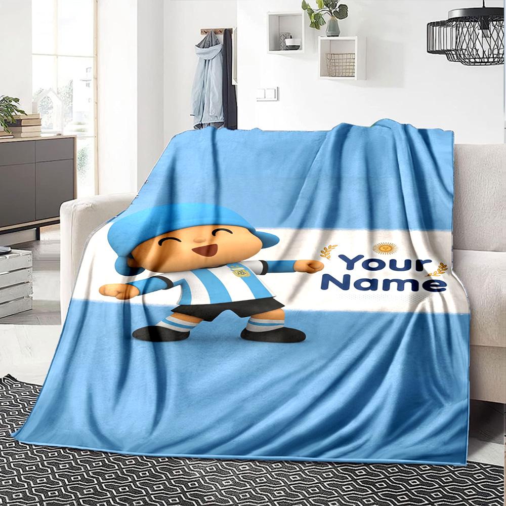 Pocoyo Personalized Name Blanket Cozy Personalized Blanket Comfortable Suitable for Chair Home Decor Picnics Sofa All-Season Use