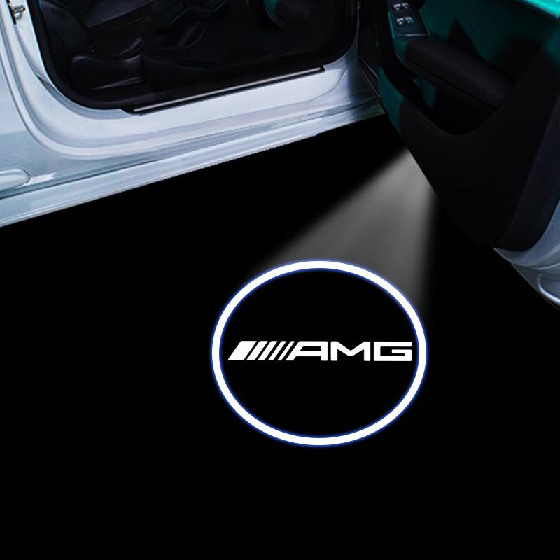 1/2Pcs LED Welcome Light Car Door Projector Lamps Car Accessories Stickers For Mercedes Benz AMG W204 W213 W205 W211 W212 W176