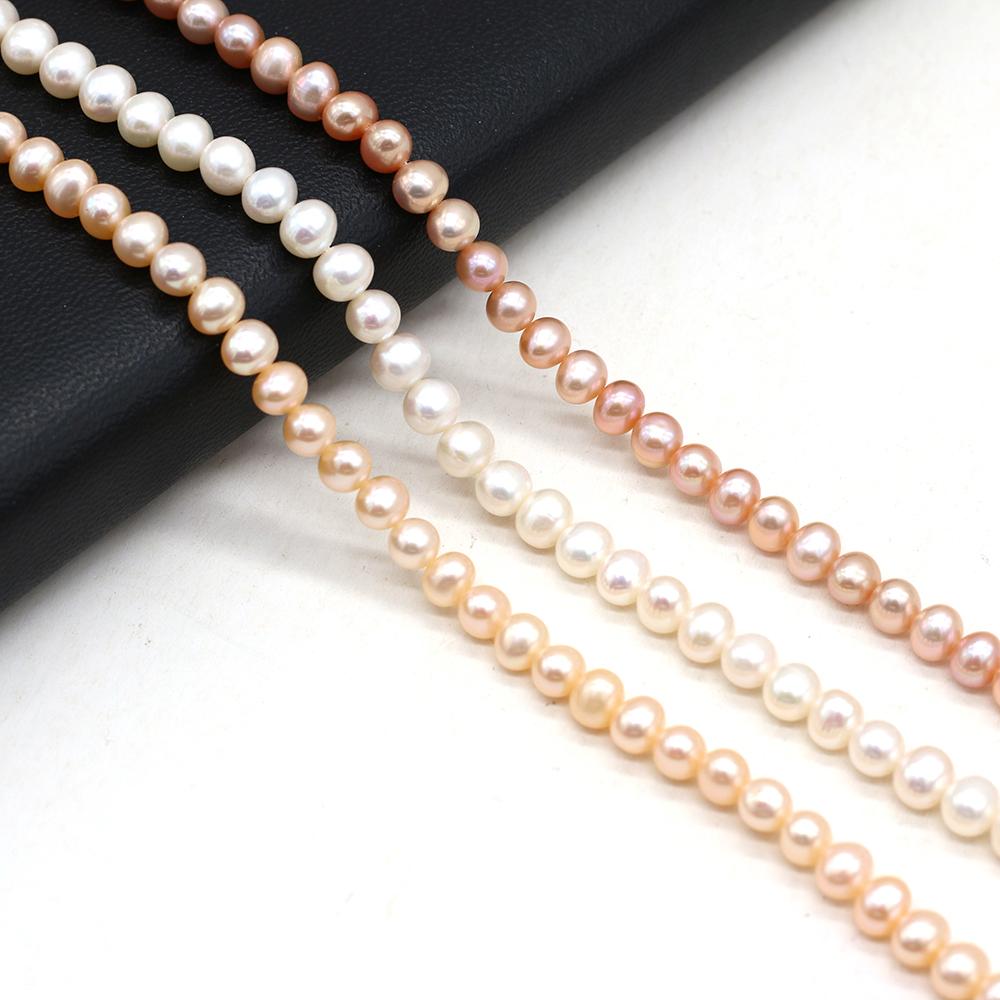 1String, Round Pearl 5-5.5mm, Fashion Women Natural Freshwater Pearl Beads for Jewelry Making DIY Crafts, Luxury Bulk Gifts 36cm