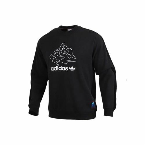 adidas Originals Printed Casual Crewneck Pullover Hoodie for Men, Black S чёрный