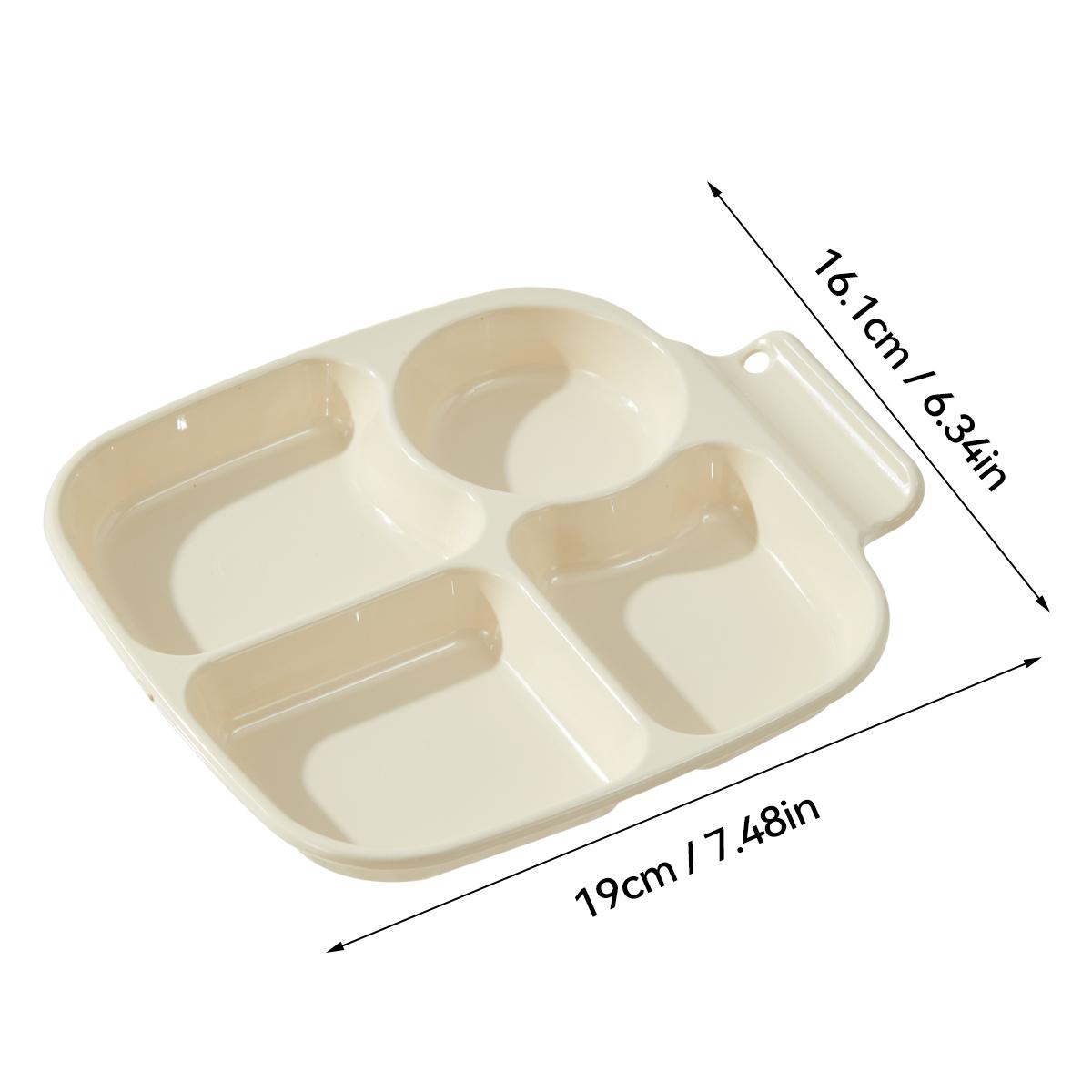 

4 Grids Cartoon Divided Kids Dinner Plate Plastic Food Plate With Handle Reusable Large Capacity Dessert Fruit Plate Tableware кремовый