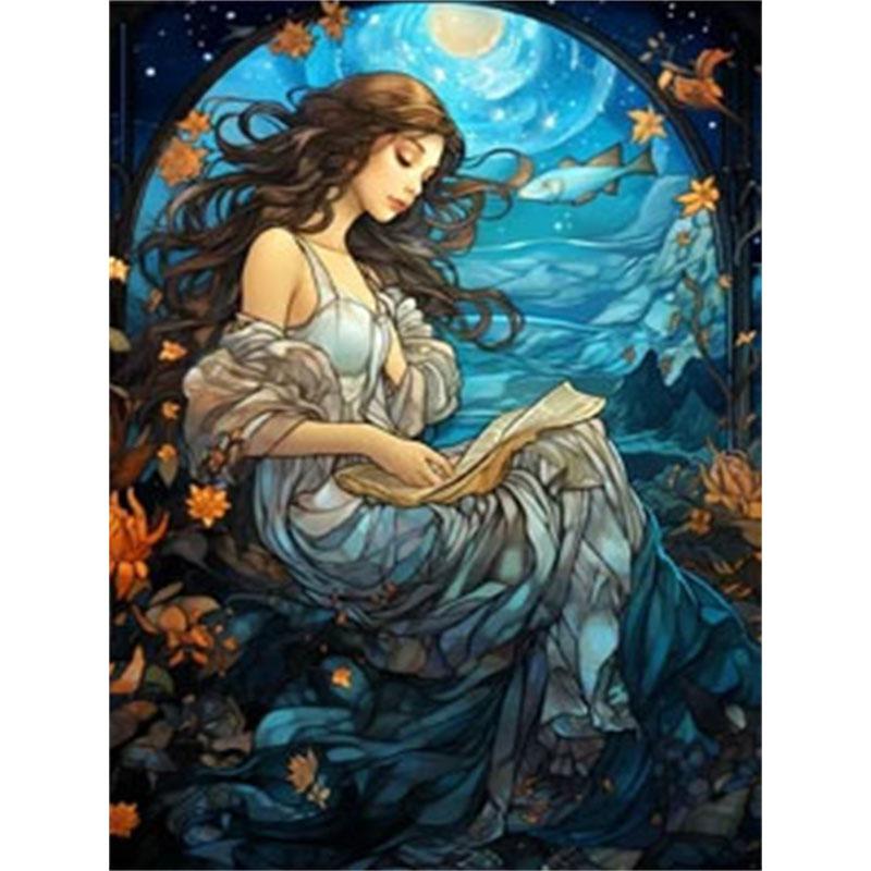 DIY Diamantový obraz Dcera moře Sada křížových stehů Mozaika Umění Diamantový obraz Kruhový/čtvercový Diamantový domov Dekorace