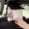 Cute Car Tissue Box Holder Soft Plush Rabbit Hanging Paper Dispenser Universal Auto Seat Back Organizer for Home Car Office