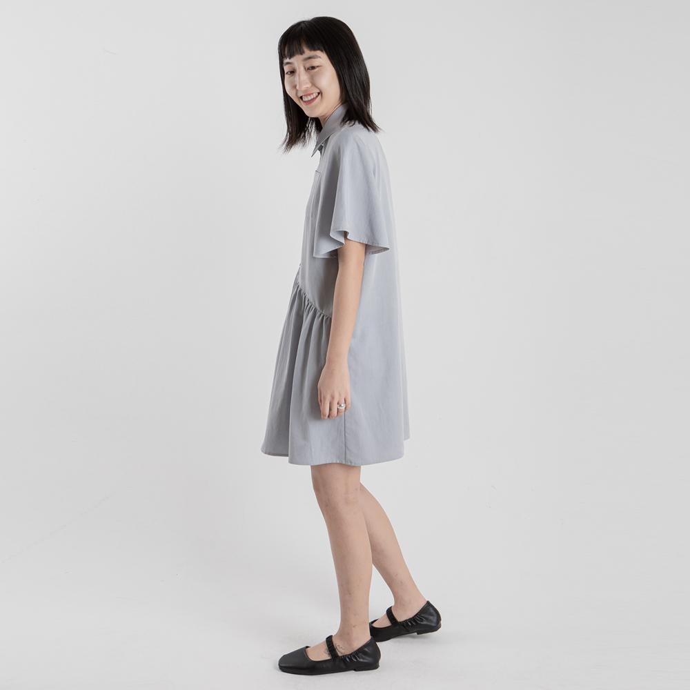 Wimzi Mind Blossom Short-Sleeve Shirt Dress Ash Blue