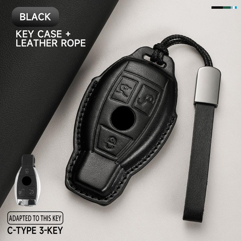 Genuine Leather Car Key Case Cover Key Bag For  Mercedes Benz A C E S G Class GLC CLE CLA GLB GLK GLS Protect Set Accessories