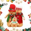 Christmas Doll Ornaments Plush Gingerbread Man Figures with Hat Scarf, Cute Stuffed Family Window Display Accents of 3 Ornament for Home Tiered