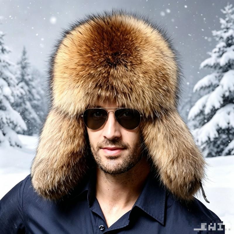Mens Faux Fur Winter Trapper Hat Warm Cold Weather Cap Seniors