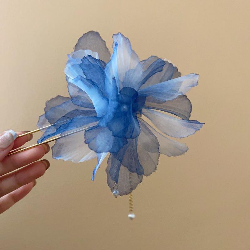Flower Pearl Fringed Hairpin Small Fresh and Fashionable Fairy Style Hairpin Temperament Versatile High-end Hair Accessories Woman
